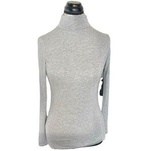TAHARI Womens Mock Blouse Size XS Gray Long Sleeves Casual Minimalist Stretch